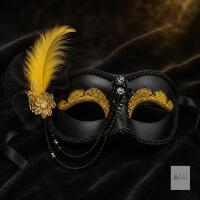 New NEW 2-Pc Black & Gold Venetian Masquerade Mask Set with Feathers & Glitter