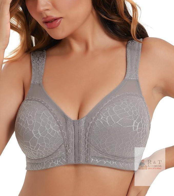 New 42DDD HACI Women's Front Closure Full Coverage Back Support Posture Bra Wireless
