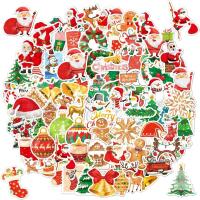 Holographic Christmas Stickers Set A 100PCS Glittering Christmas Themed Stickers Non-Repeating Vinyl Waterproof Xmas Holiday Stickers for Water Bottles Laptop Gift Boxes Christmas Decorations