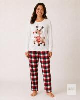 NEW Size SM Woman's Reindeer Christmas Pajama Set &ndash; (White)