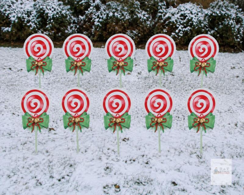 10-Piece Christmas Lollipop Yard Stake Decoration Set