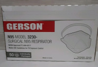 New, Gerson Model 3230+ N95 Surgical Masks 50 per box