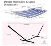 SUNCREAT Double Hammock with Stand, Blue Stripe, HSW009, 475 lb Capacity, 150" x 55" - 2