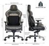 FANTASYLAB 8271 Big & Tall Gaming Chair, 440 lbs Capacity, 4D Arms, Memory Foam Lumbar, Black/Gold - 3