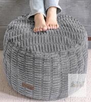 HIGOGOGO Corduroy Grey Pouf Ottoman, 20"x15", Polyester Filled, Round, Lightweight, X004X1TZMR
