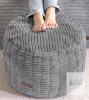 HIGOGOGO Corduroy Grey Pouf Ottoman, 20"x15", Polyester Filled, Round, Lightweight, X004X1TZMR