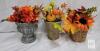 Set of 3 Artificial Fall Floral Arrangements with Sunflowers and Pumpkins in Decorative Pots - 2