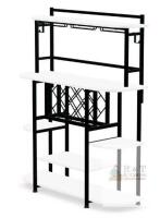 Bar Shelf SF001/V-2025-3-5, 43.3"x15.7"x38.3", Metal Frame & Laminate Shelves, White/Black