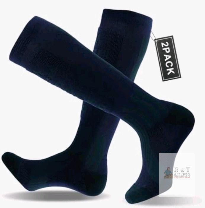 SANYI Merino Wool Blend Compression Ski Socks, Women's Medium, Black, 2-Pair Pack
