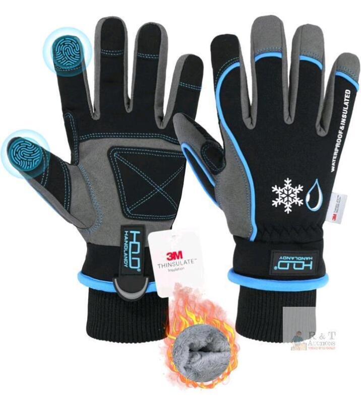 HANDLANDY s8015BLXL Waterproof & Windproof Winter Gloves, XL, 3M Thinsulate, Touchscreen