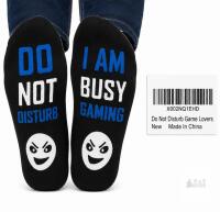 NEW Do Not Disturb / I Am Busy Gaming Novelty Socks, Black/Blue, Game Lover Gift