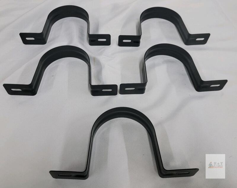 Set of 5 Metal Pipe/Conduit Mounting Brackets, Black Coated, 3 Inch Opening