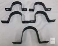 Set of 5 Metal Pipe/Conduit Mounting Brackets, Black Coated, 3 Inch Opening