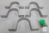 Set of 5 Steel Pipe Strap Brackets for 2.5" Conduit, Includes Mounting Hardware