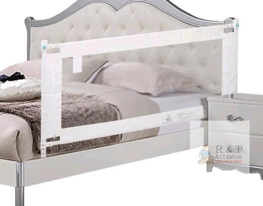 Seven Colors 77" Adjustable Baby Bed Rail, Steel Frame, White, Fits Twin to King Beds