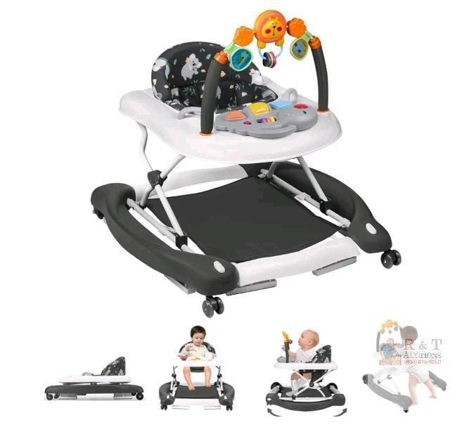 Refoere Babe Re-020 5-in-1 Baby Activity Walker, Adjustable Heights, Foldable, Black/White