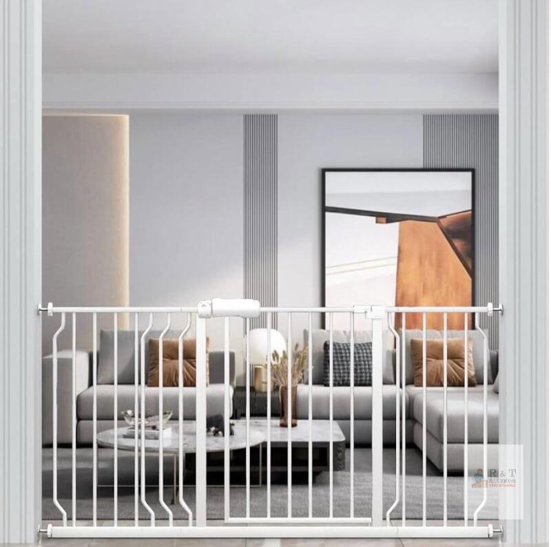 WAOWAO W046 Safety Gate 57.5&ndash;62.2" White, Extra Wide, Metal, Dual-Swing, Auto Close