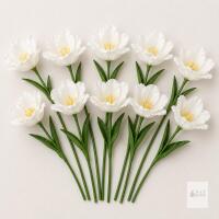 New 10-Piece Artificial Blooming Tulip Flowers in White