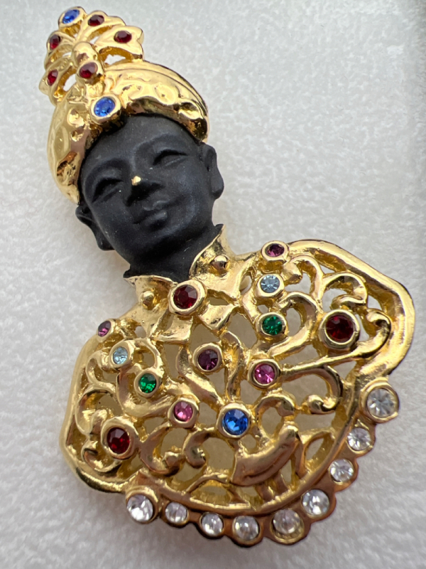 BUTLER Signed JEWELED BLACKAMOOR African Nubian King Brooch