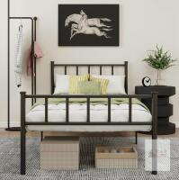 Black Metal Twin Bed Frame 2-86T Model, 77.76"x39.53", 400 lb Capacity, Slatted Base,