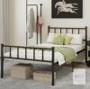 Black Metal Twin Bed Frame 2-86T Model, 77.76"x39.53", 400 lb Capacity, Slatted Base, - 2