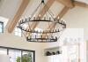 ANKYLHUA 60-Inch Black Double-Tier Wagon Wheel Chandelier with 54 Lights - 2