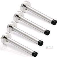 6" Stainless Steel Wall-Mounted Door Stopper Set with Black Rubber Tips, 4 Pack