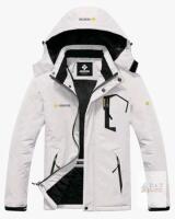 GEMYSE LBL001mens Mountain Ski Snow Jacket, Medium, Waterproof, Windproof, White, Hooded
