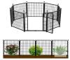 GETLAY 8-Panel Modular Garden Fence with Gate, 32" H x 17.23' L, Black Galvanized Metal