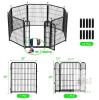GETLAY 8-Panel Modular Garden Fence with Gate, 32" H x 17.23' L, Black Galvanized Metal - 2