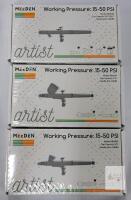 MEEDEN Artist Airbrush Kits MDAR28/30/35, 15-50 PSI, 0.25-0.5mm Needles, Gravity & Siphon Feed