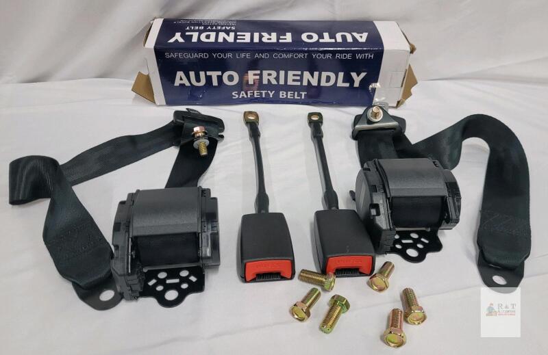Auto Friendly XM-301-1 3-Point Retractable Safety Seat Belt Kit, Black