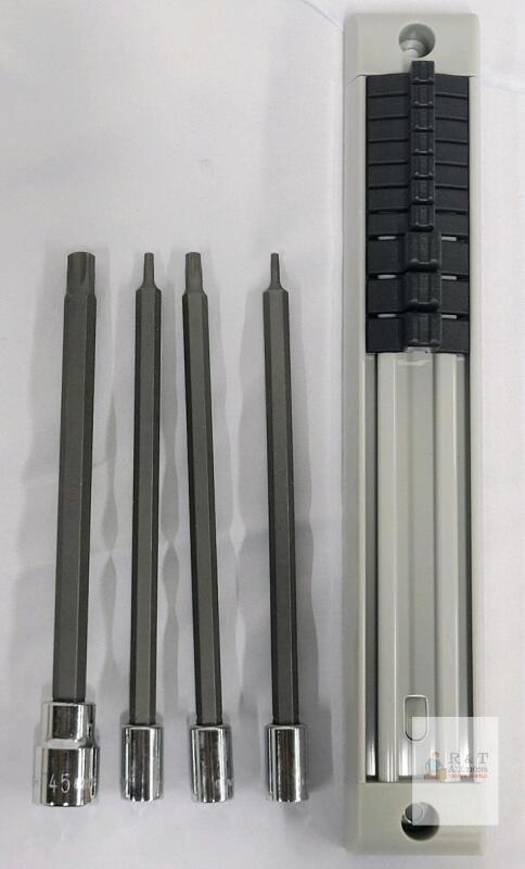 Long Torx Bit Socket Set (T8, T10, T25, T45), 3/8&rdquo; Drive, 5.5in Length, Holder Included