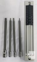 Long Torx Bit Socket Set (T8, T10, T25, T45), 3/8&rdquo; Drive, 5.5in Length, Holder Included