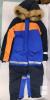 Children&rsquo;s One-Piece Snowsuit Size 120, Blue/Orange, Hood with Fur Trim, Reflective Stripes - 4