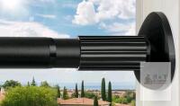 Heavy-Duty Adjustable Tension Curtain Rod, Matte Black, 48&ndash;84 In, Wall Mounted, Spring-Loaded