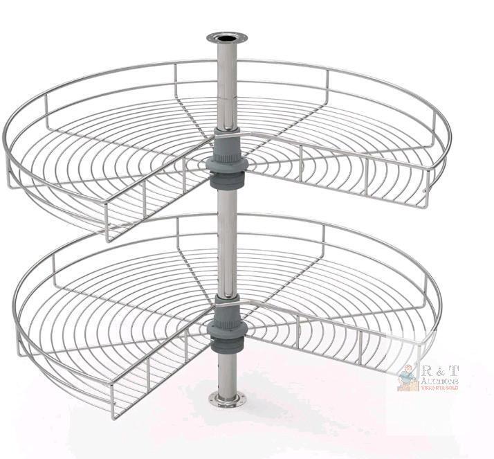 LOVKIT 32" Two-Tier Wire Lazy Susan Cabinet Organizer with Adjustable Height