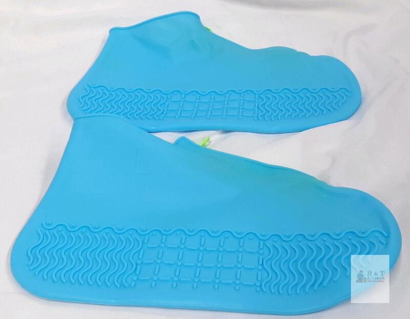 Blue Silicone Waterproof Shoe Covers, Size Small, Fits US Men's up to 8.5