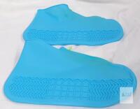 Blue Silicone Waterproof Shoe Covers, Size Small, Fits US Men's up to 8.5