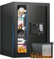 Fowore 2.6 Cu Ft Digital Security Safe Box, Fireproof Waterproof Bag, Keypad & Key, Smart Alert