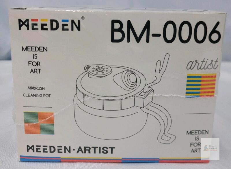 Meeden BM-0006 Airbrush Cleaning Pot, Heavy Glass Jar, 13.5 oz, Filter Pads, Airbrush Holder