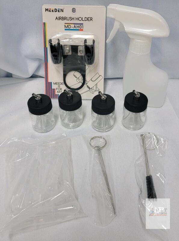 MEEDEN MD-AH01 Airbrush Accessory Kit with Holder, Glass Jars, and Cleaning Tools