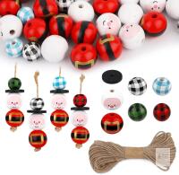 160pcs Christmas Wooden Beads for Crafts, Santa Claus and Father Christmas Ornament Kits With 10m/39.37in Twine, Craft Supplies for all ages
