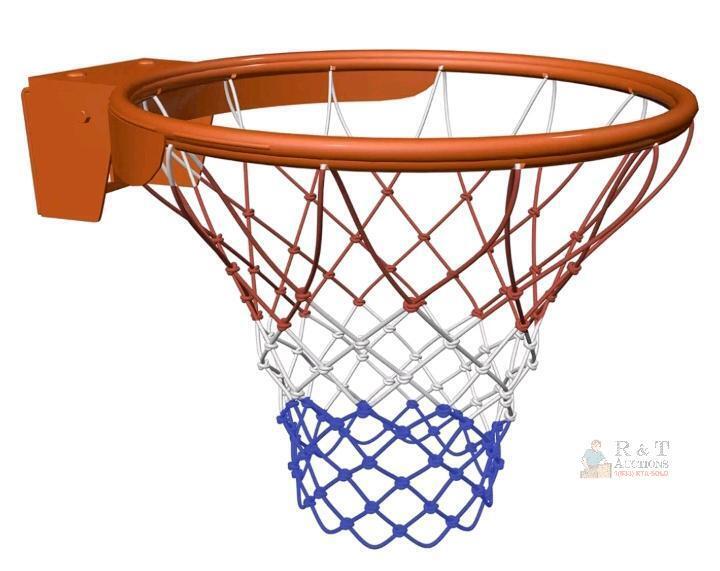 Thunderbay SP1020 18" Steel Basketball Rim with Red/White/Blue Nylon Net, Standard Mount