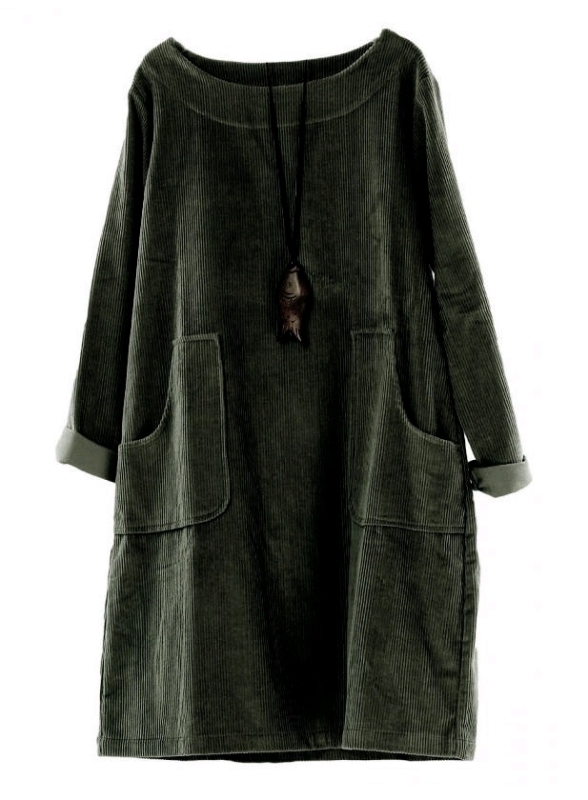 New MORDENMISS Long Sleeve Corduroy Baggy Tunic Dress (Size XL)
