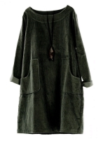 New MORDENMISS Long Sleeve Corduroy Baggy Tunic Dress (Size XL)