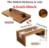 Foldable Wooden Tea Table with Carved Panels, 31.5" x 14.5" x 11.8", Includes Table Runner - 2