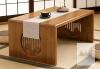 Foldable Wooden Tea Table with Carved Panels, 31.5" x 14.5" x 11.8", Includes Table Runner - 3