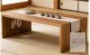 Foldable Wooden Tea Table with Carved Panels, 31.5" x 14.5" x 11.8", Includes Table Runner - 4