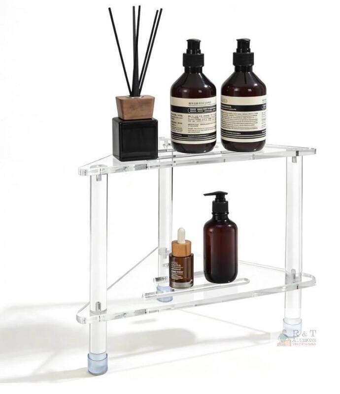 Cutora Acrylic Corner Shower Stool, 2-Tier, Non-Slip Feet, 14.7"x10.7"x14.3", Clear,